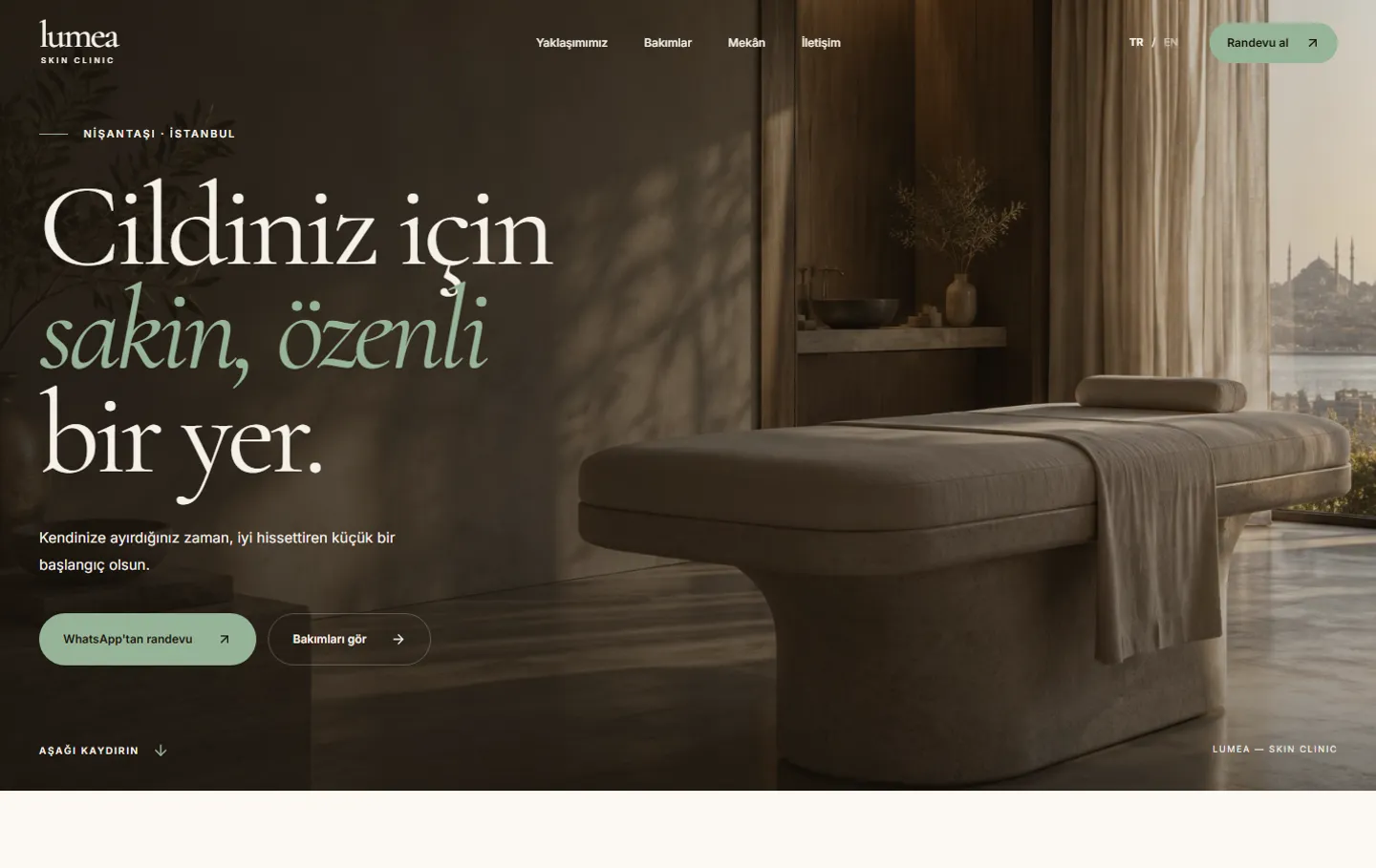 Page d'accueil du site d'exemple de la clinique fictive Lumea Skin Clinic sur ordinateur
